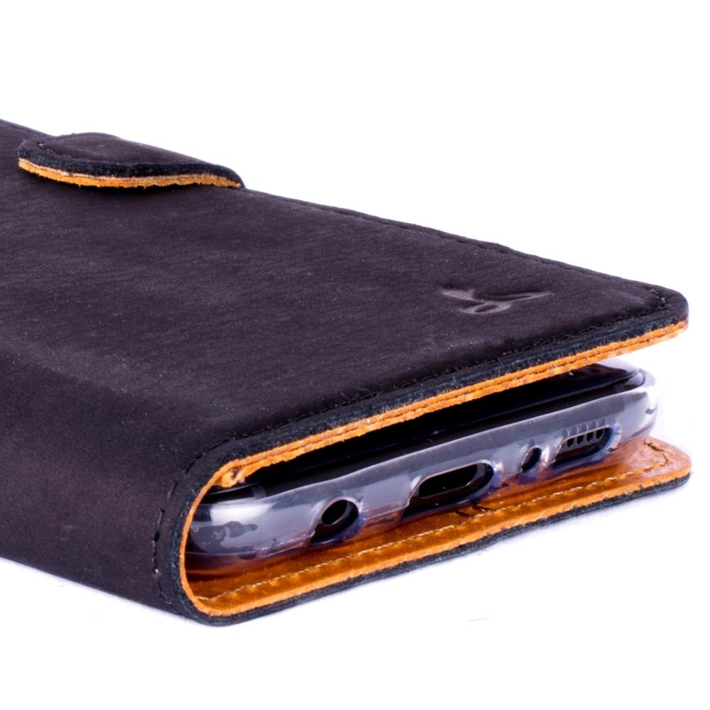 Vintage Black Leather Wallet - Samsung Galaxy S8+ (Plus) - Snakehive