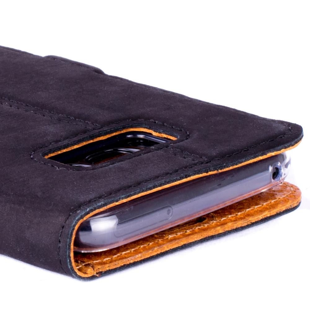Vintage Black Leather Wallet - Samsung Galaxy S8+ (Plus) - Snakehive