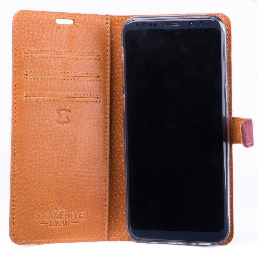 Vintage Plum Leather Wallet - Samsung Galaxy S8+ (Plus) - Snakehive