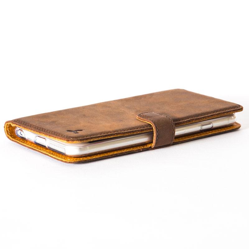 Vintage Chestnut Brown Leather Wallet - Apple iPhone 6 Plus/6S Plus - Snakehive