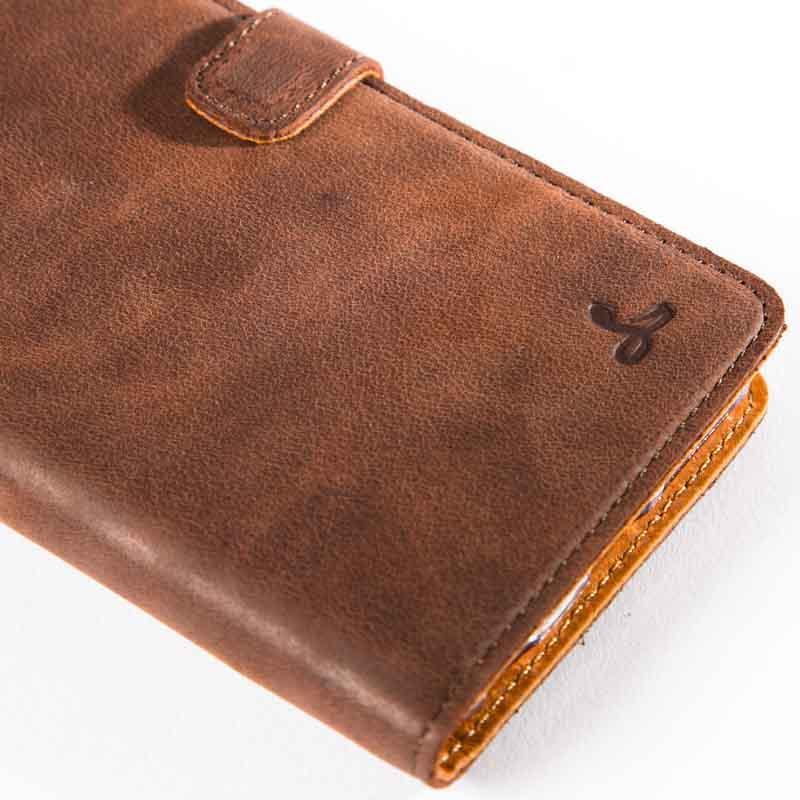 Vintage Chestnut Brown Leather Wallet - Apple iPhone 6 Plus/6S Plus - Snakehive
