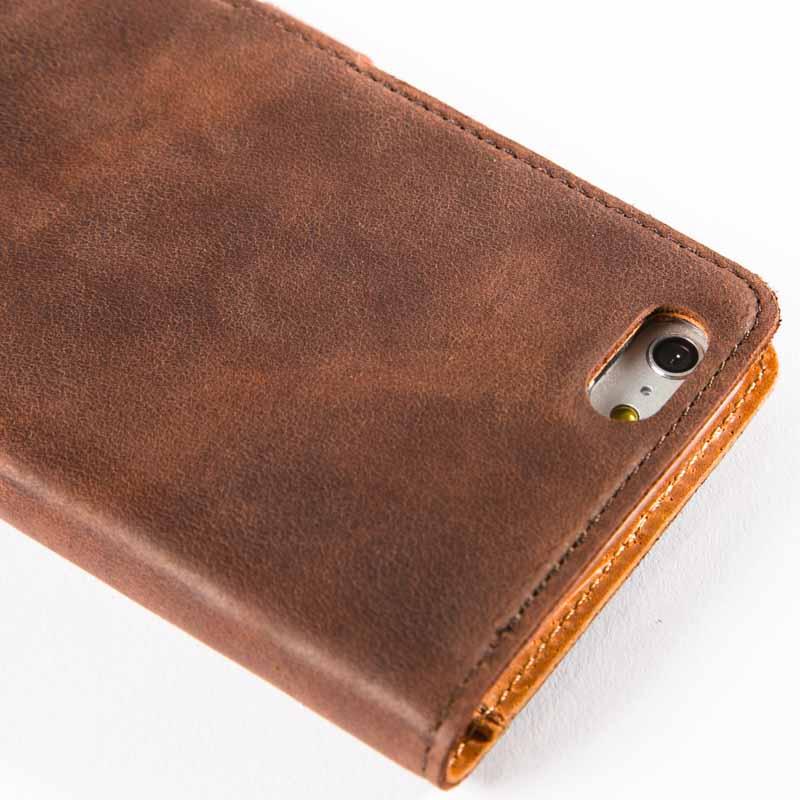 Vintage Chestnut Brown Leather Wallet - Apple iPhone 6 Plus/6S Plus - Snakehive