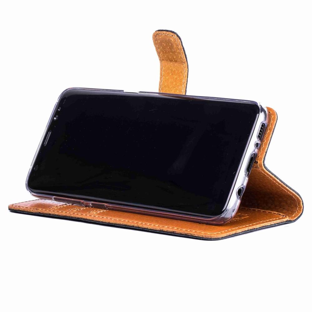 Vintage Black Leather Wallet - Samsung Galaxy S8 - Snakehive