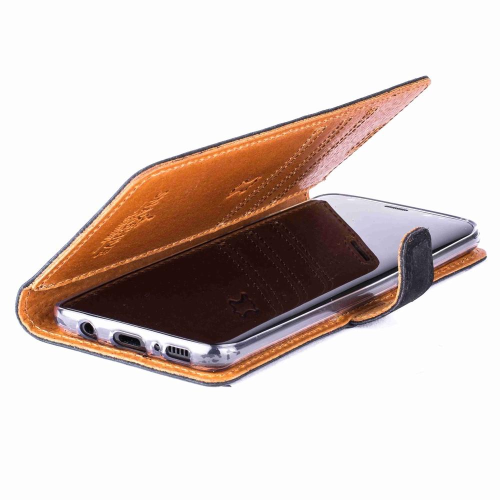 Vintage Black Leather Wallet - Samsung Galaxy S8 - Snakehive