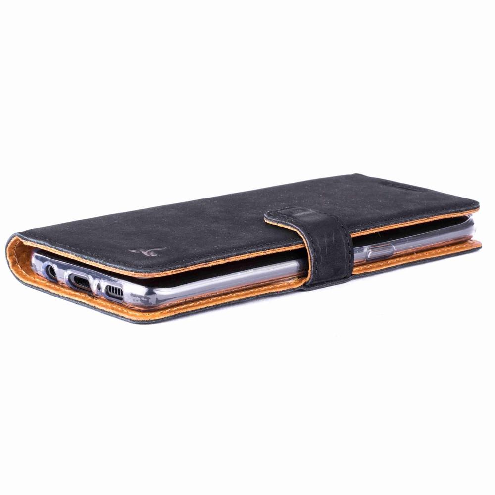 Vintage Black Leather Wallet - Samsung Galaxy S8 - Snakehive
