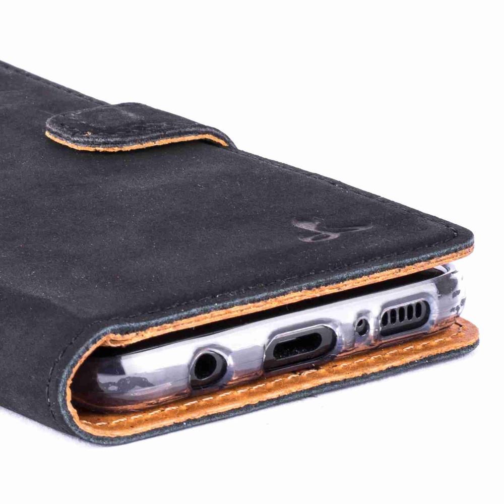 Vintage Black Leather Wallet - Samsung Galaxy S8 - Snakehive
