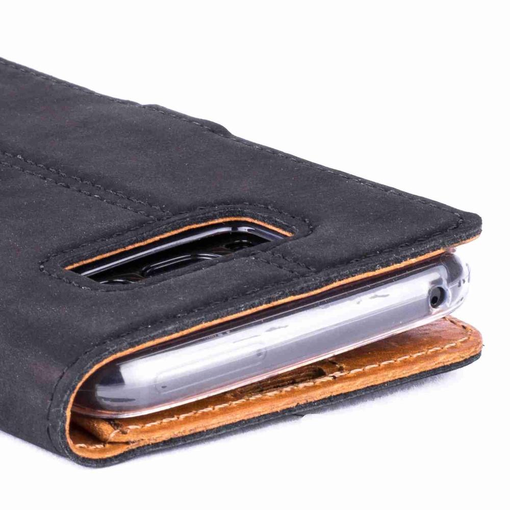 Vintage Black Leather Wallet - Samsung Galaxy S8 - Snakehive