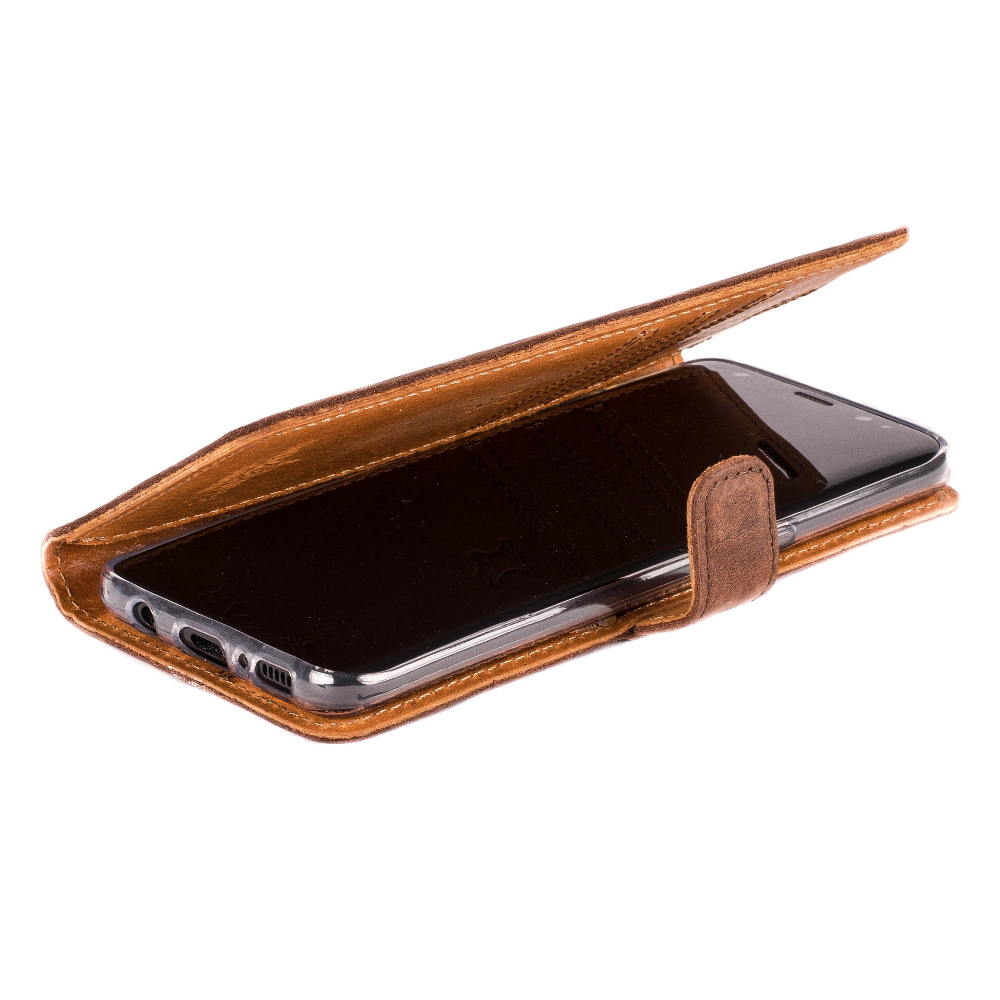 Vintage Chestnut Brown Leather Wallet - Samsung Galaxy S8 - Snakehive