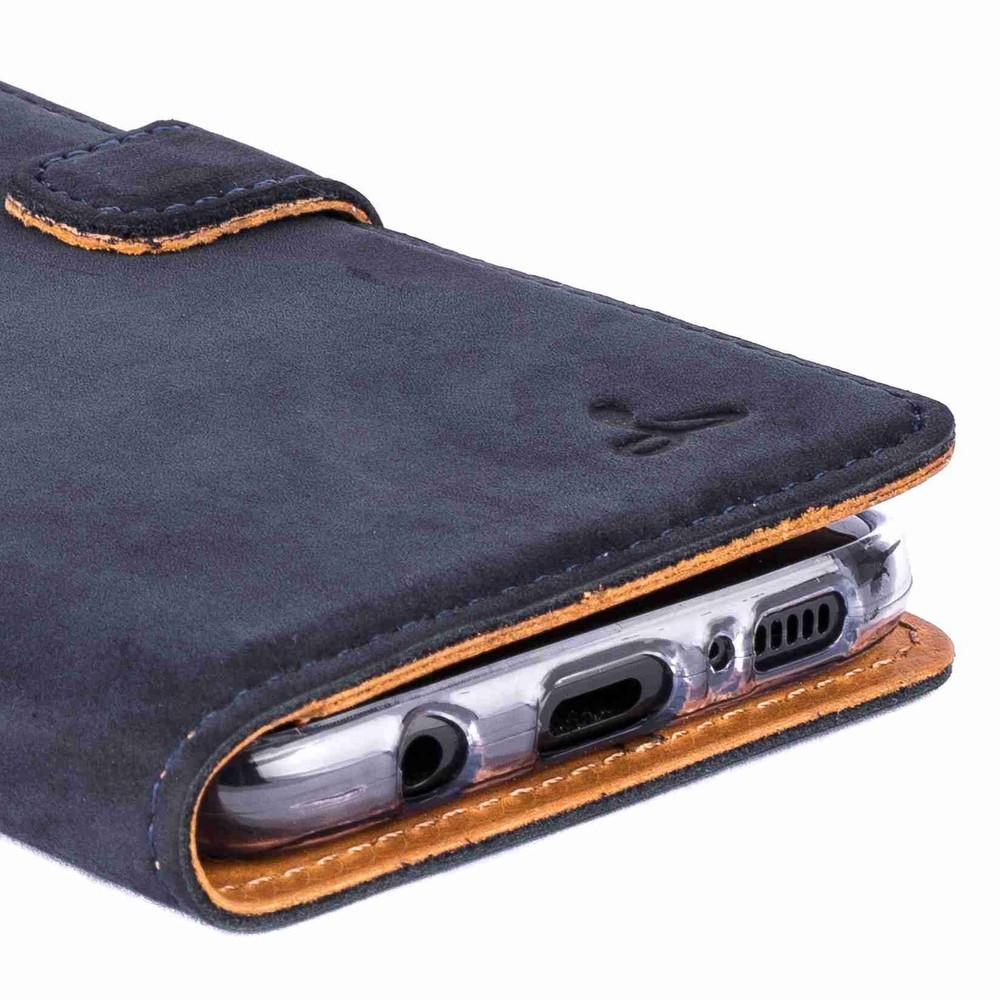 Vintage Navy Leather Wallet - Samsung Galaxy S8 - Snakehive