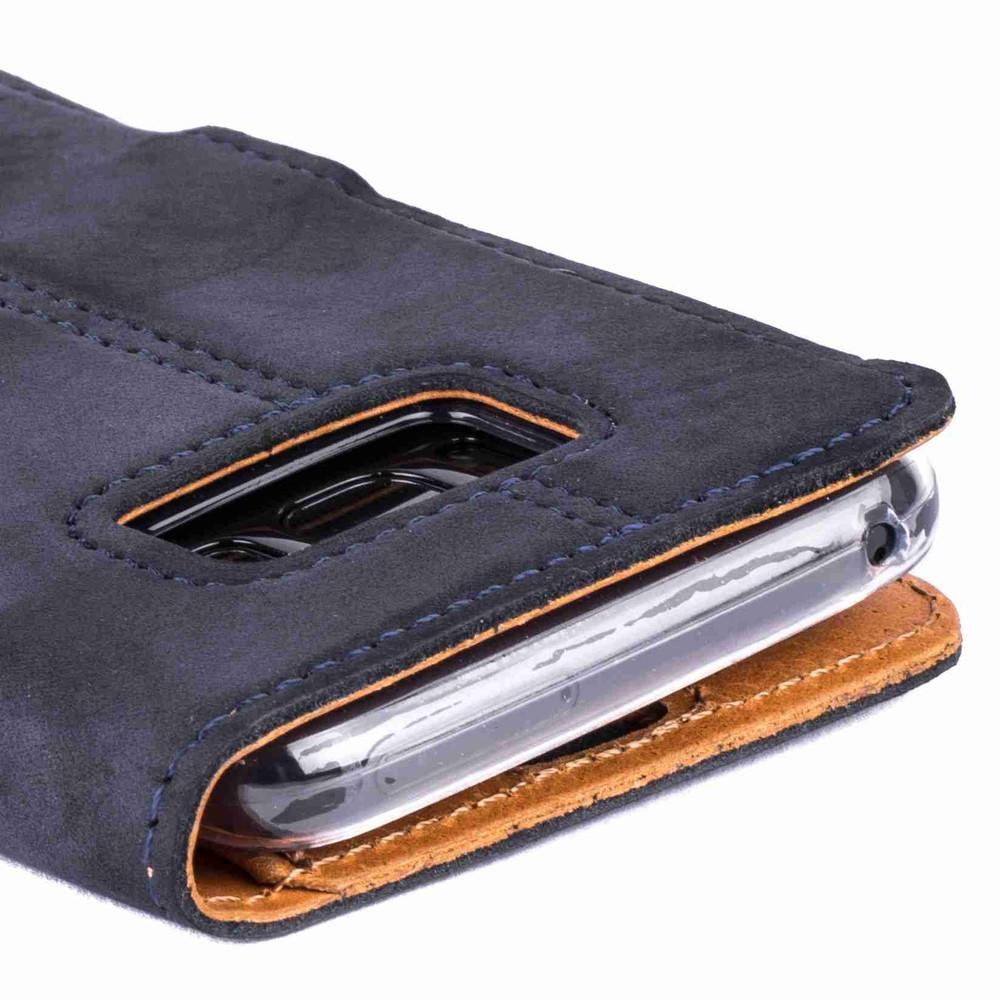 Vintage Navy Leather Wallet - Samsung Galaxy S8 - Snakehive
