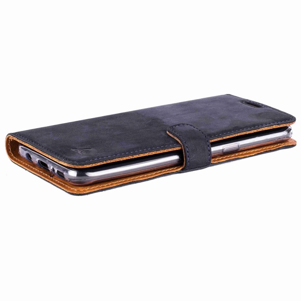 Vintage Navy Leather Wallet - Samsung Galaxy S8 - Snakehive