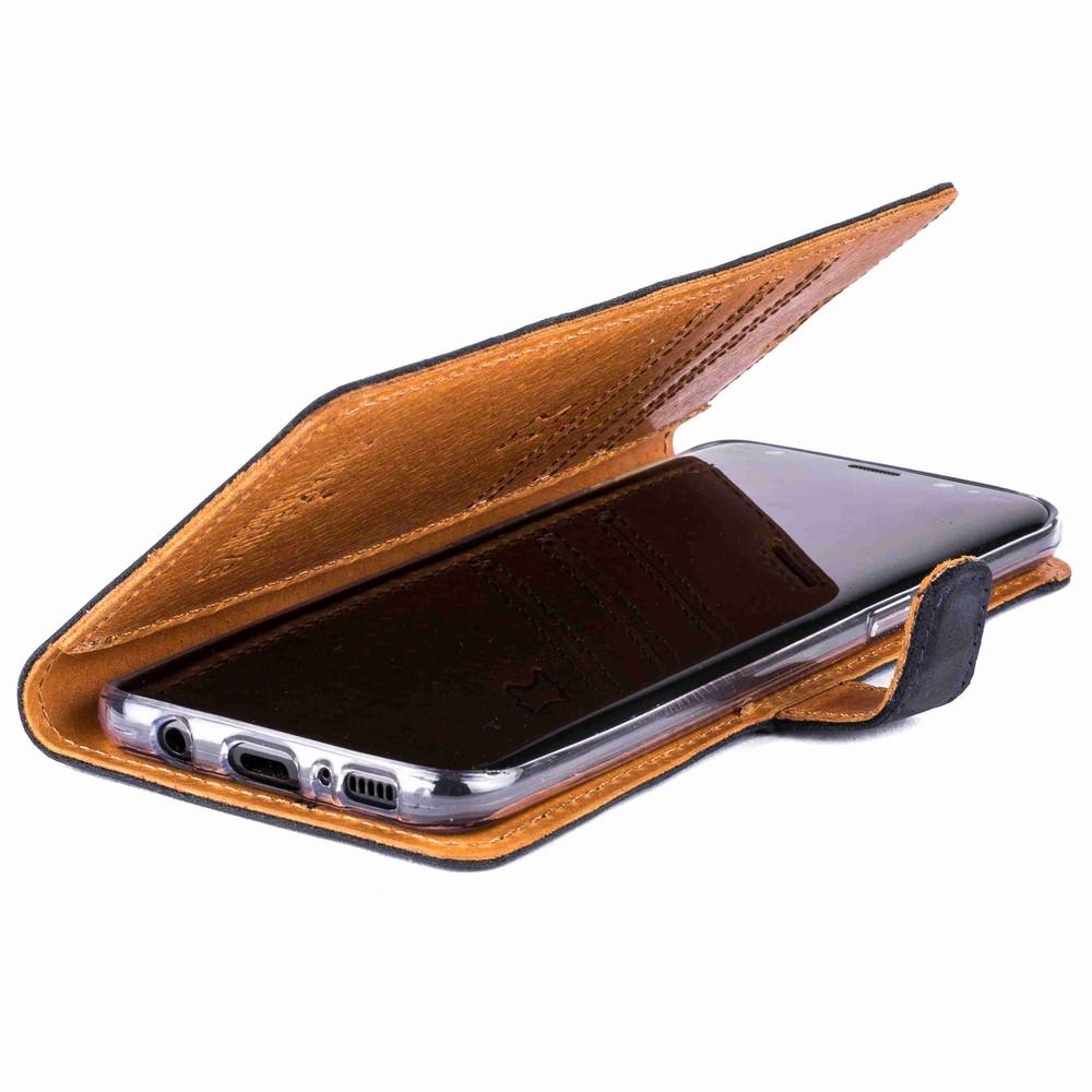 Vintage Navy Leather Wallet - Samsung Galaxy S8 - Snakehive