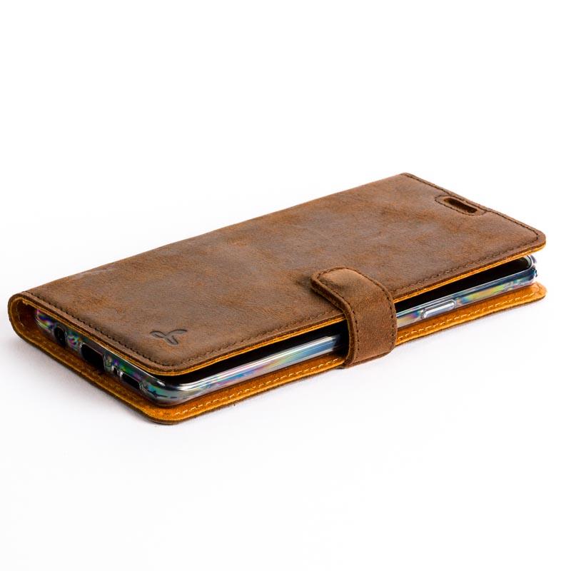 Vintage Chestnut Brown Leather Wallet - Samsung Galaxy S9 Plus - Snakehive