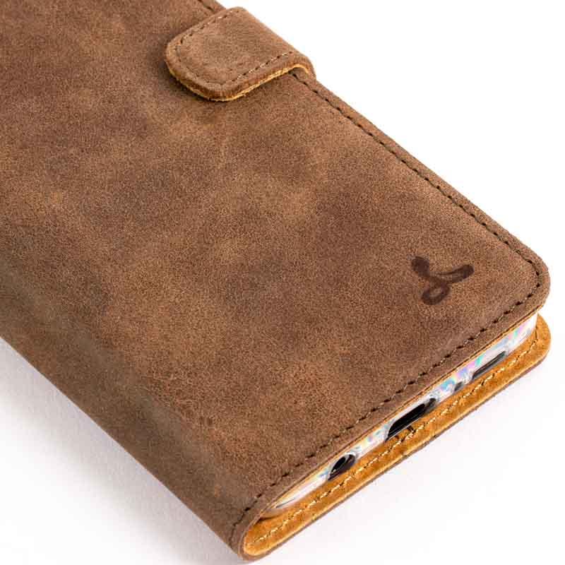 Vintage Chestnut Brown Leather Wallet - Samsung Galaxy S9 Plus - Snakehive