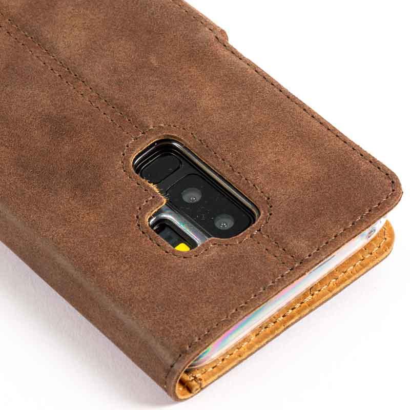 Vintage Chestnut Brown Leather Wallet - Samsung Galaxy S9 Plus - Snakehive