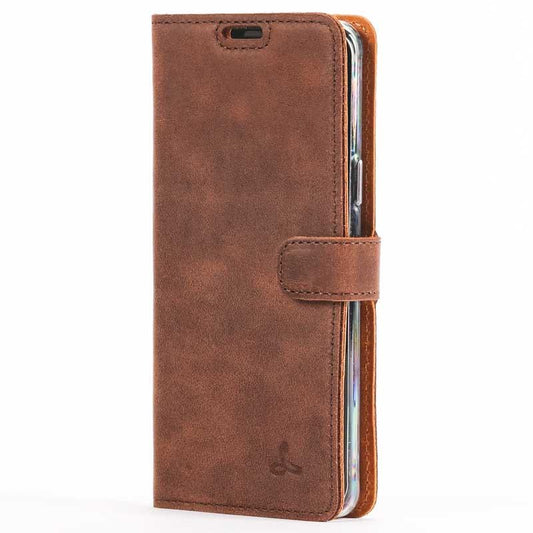 Vintage Chestnut Brown Leather Wallet - Samsung Galaxy S9 - Snakehive