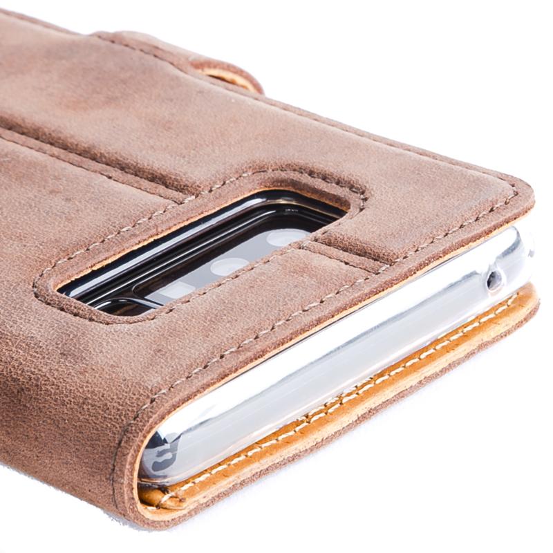 Vintage Chestnut Brown Leather Wallet - Samsung Galaxy Note 8 - Snakehive