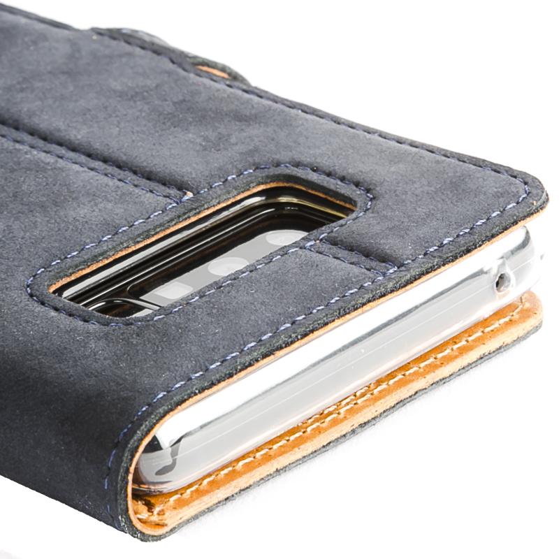 Vintage Navy Leather Wallet - Samsung Galaxy Note 8 - Snakehive