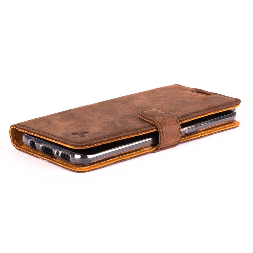 Vintage Chestnut Brown Leather Wallet - Samsung Galaxy S8 - Snakehive