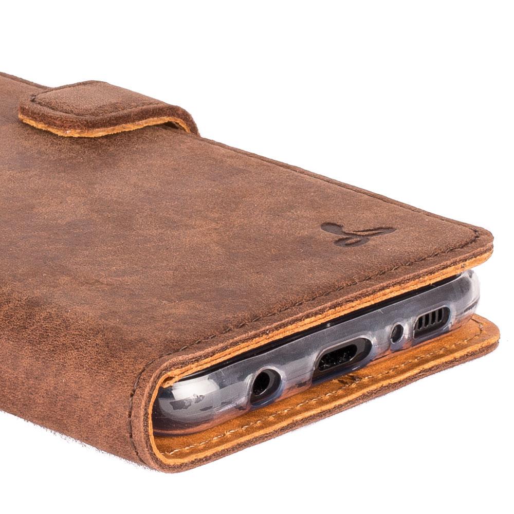 Vintage Chestnut Brown Leather Wallet - Samsung Galaxy S8+ (Plus) - Snakehive