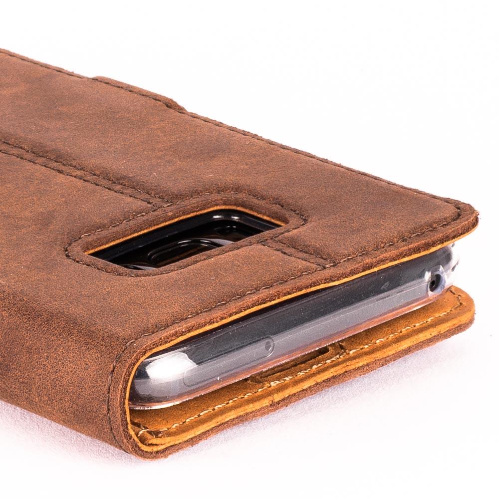 Vintage Chestnut Brown Leather Wallet - Samsung Galaxy S8+ (Plus) - Snakehive