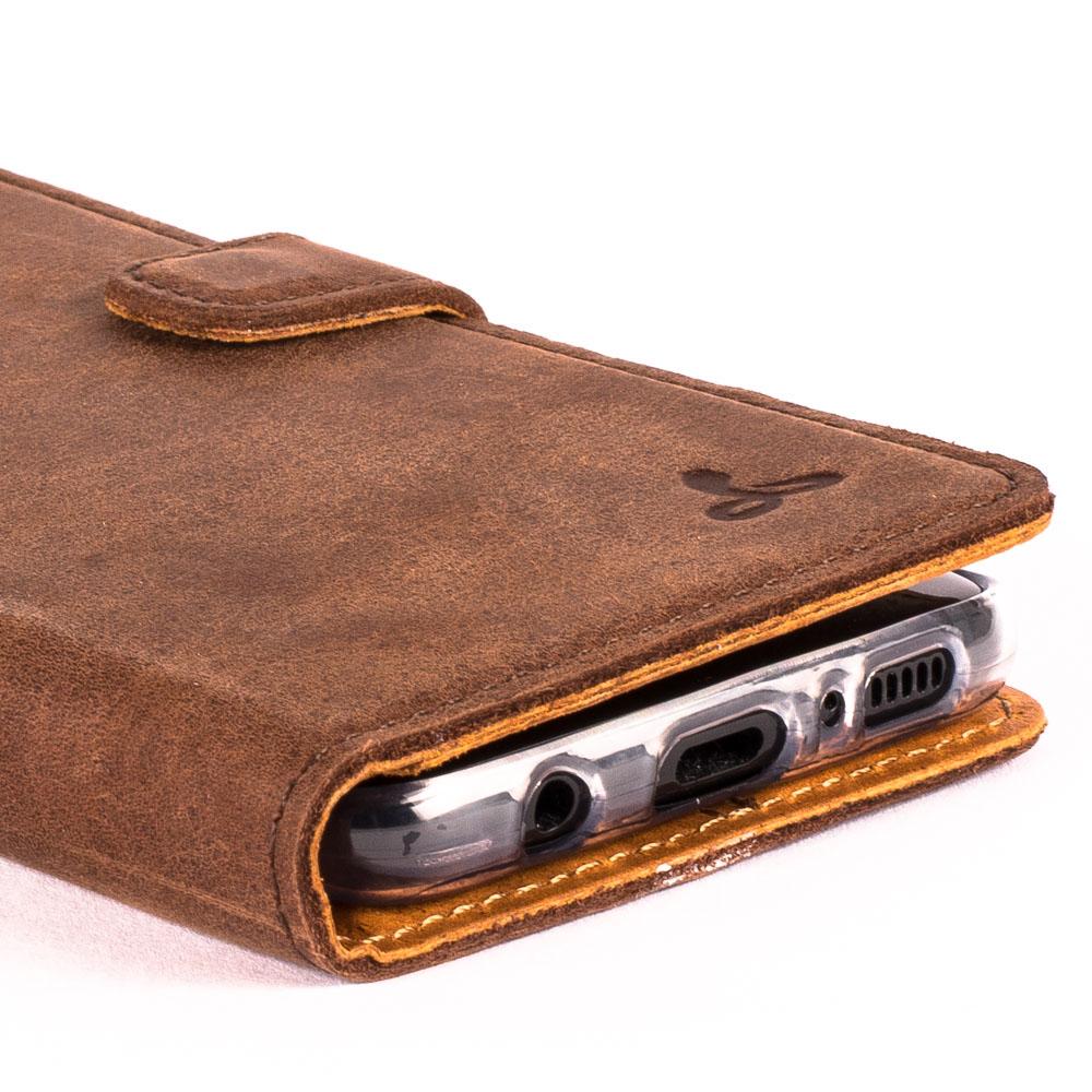 Vintage Chestnut Brown Leather Wallet - Samsung Galaxy S8 - Snakehive