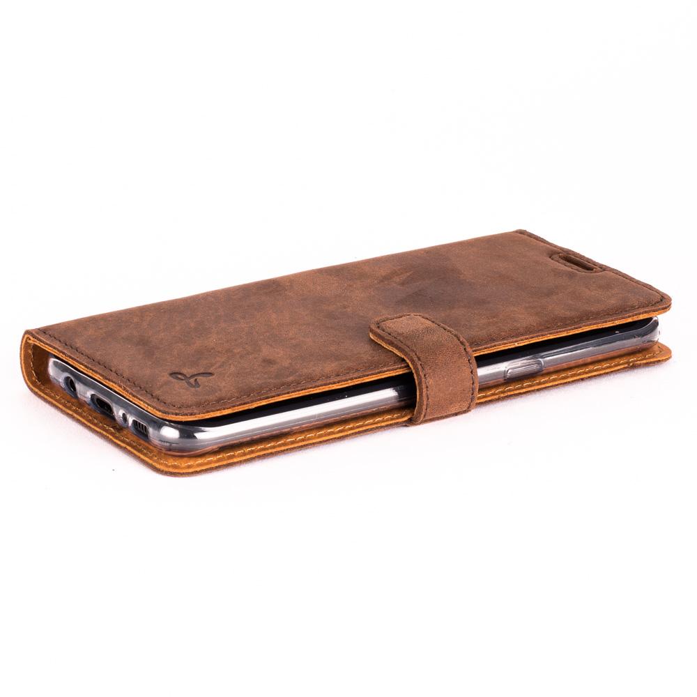 Vintage Chestnut Brown Leather Wallet - Samsung Galaxy S8+ (Plus) - Snakehive