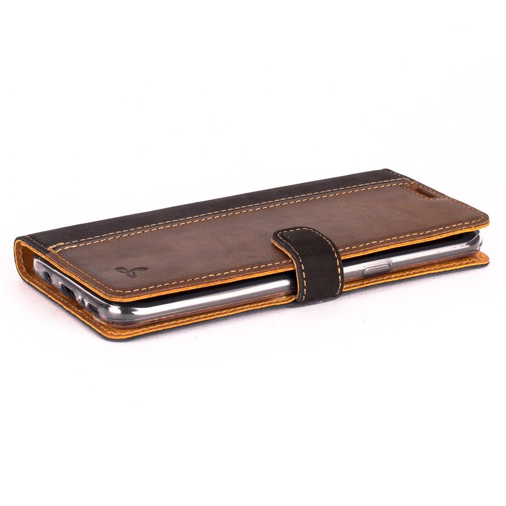 Vintage Two Tone Black/Brown Leather Wallet - Samsung Galaxy S8+ (Plus) - Snakehive