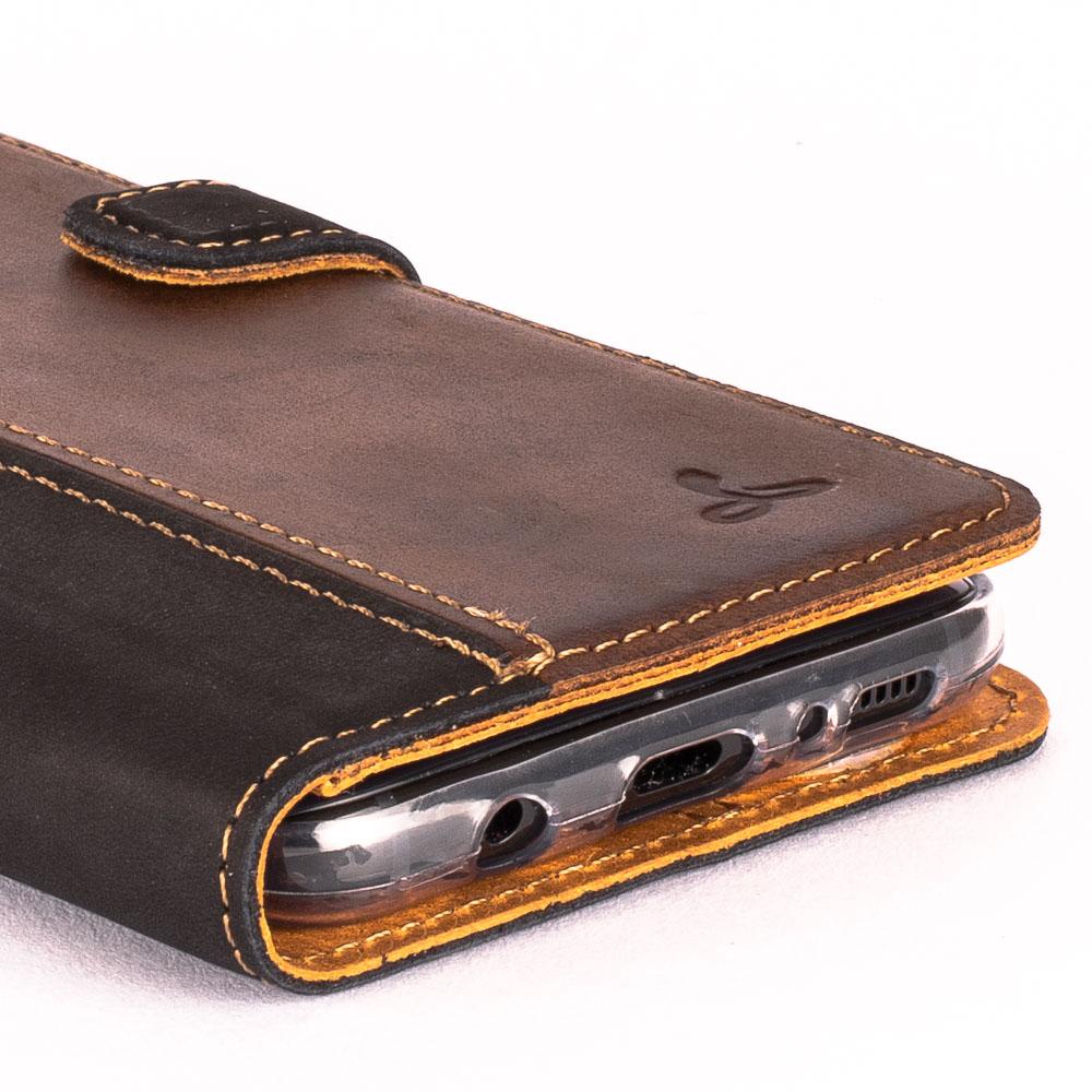 Vintage Two Tone Black/Brown Leather Wallet - Samsung Galaxy S8+ (Plus) - Snakehive