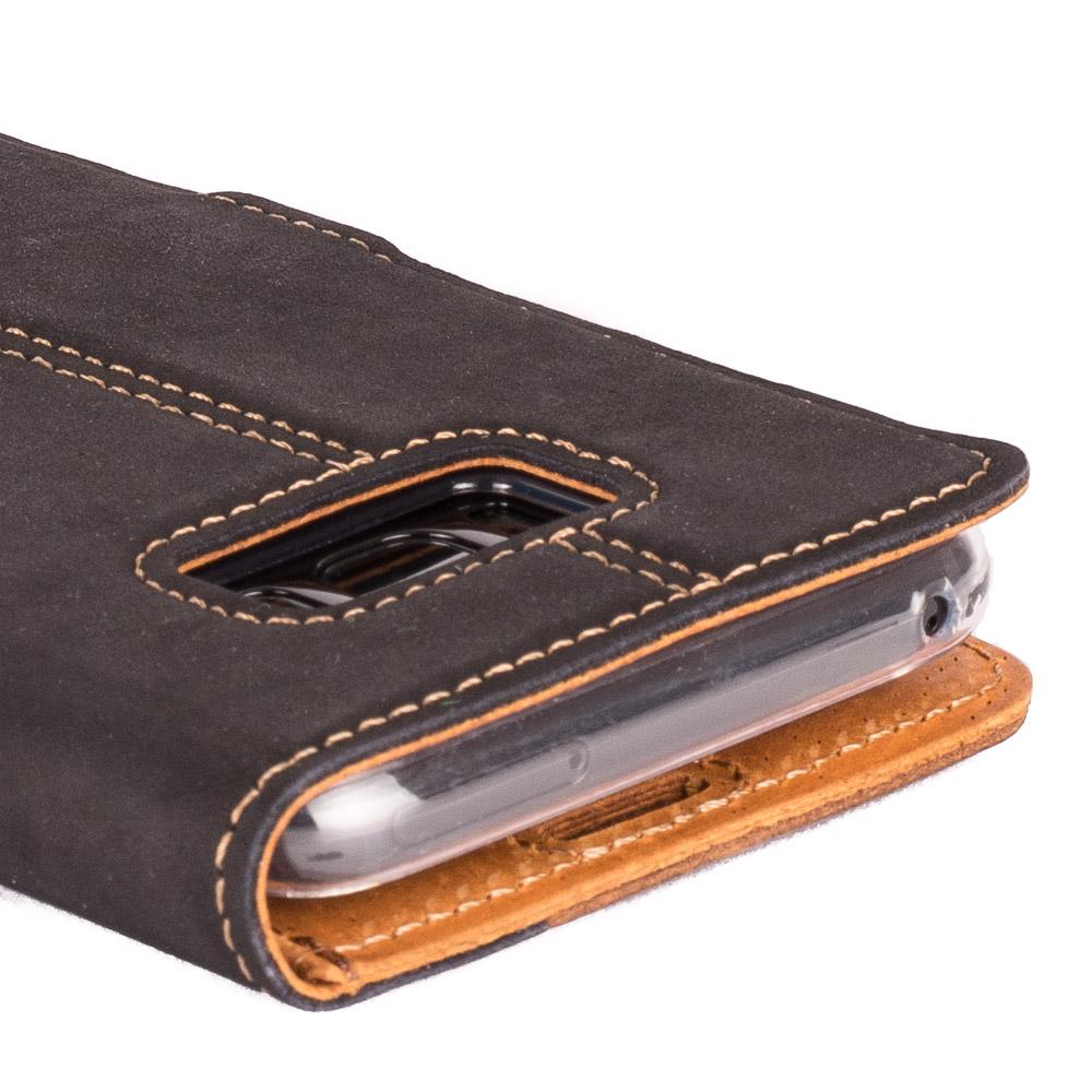 Vintage Two Tone Black/Brown Leather Wallet - Samsung Galaxy S8+ (Plus) - Snakehive
