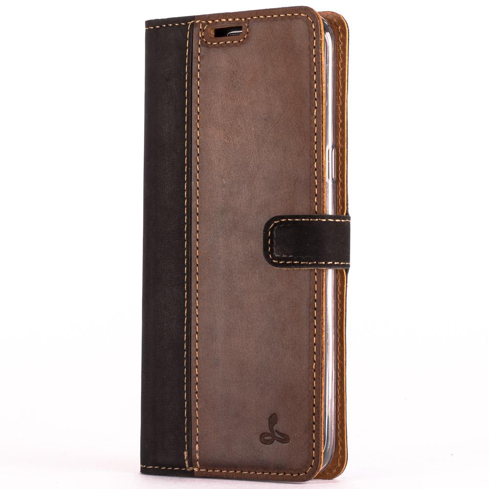 Vintage Two Tone Black/Brown Leather Wallet - Samsung Galaxy S8+ (Plus) - Snakehive