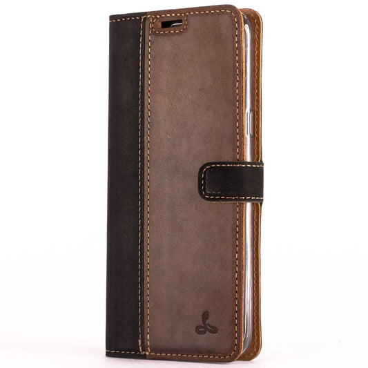 Vintage Two Tone Black/Brown Leather Wallet - Samsung Galaxy S8+ (Plus) - Snakehive
