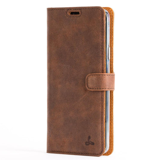 Vintage Chestnut Brown Leather Wallet - Samsung Galaxy S9 Plus - Snakehive