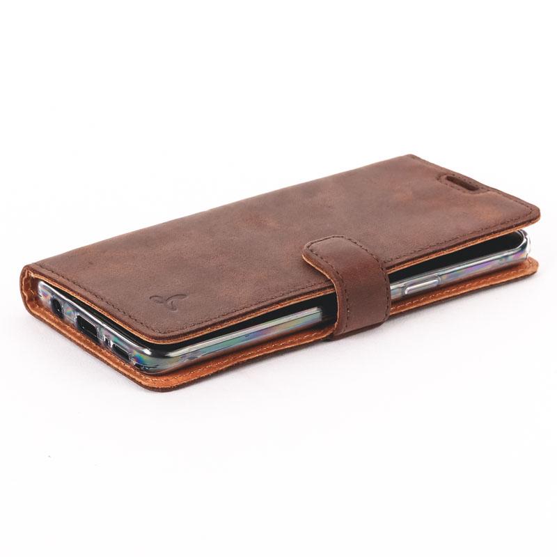 Vintage Chestnut Brown Leather Wallet - Samsung Galaxy S9 - Snakehive