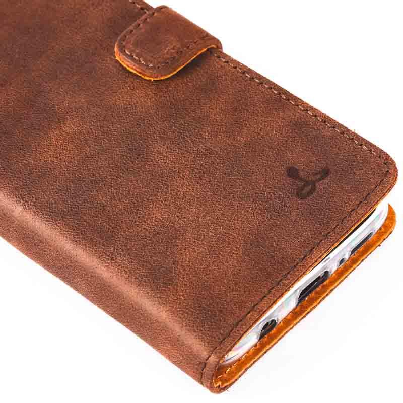 Vintage Chestnut Brown Leather Wallet - Samsung Galaxy S9 - Snakehive
