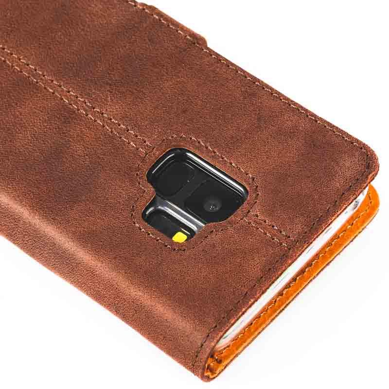 Vintage Chestnut Brown Leather Wallet - Samsung Galaxy S9 - Snakehive