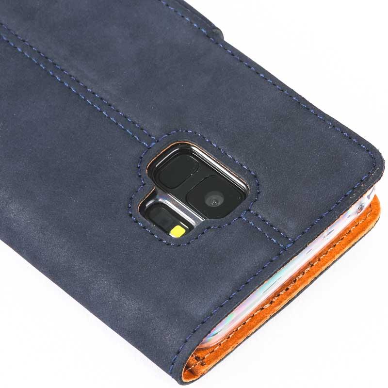 Vintage Navy Leather Wallet - Samsung Galaxy S9 - Snakehive