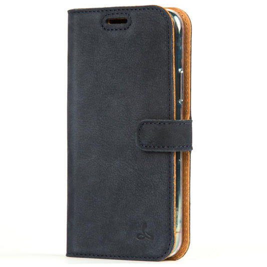 Vintage Lederhülle Marine Blau - Apple iPhone 11 Pro Max