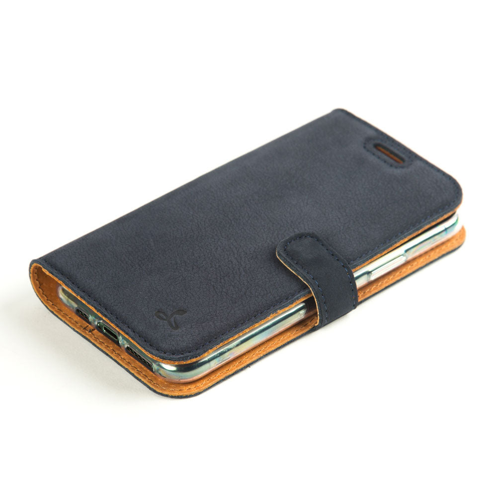 Vintage Lederhülle Marine Blau - Apple iPhone 11 Pro