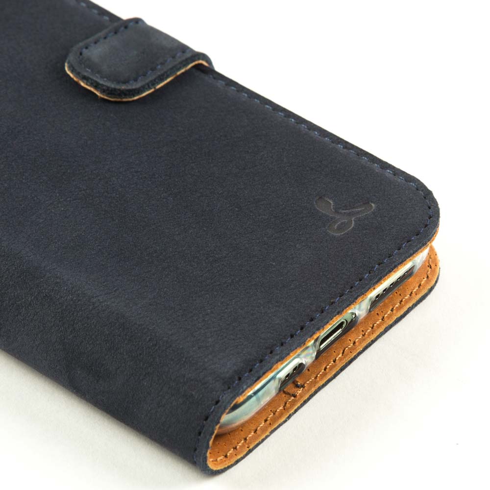 Vintage Lederhülle Marine Blau - Apple iPhone 11 Pro