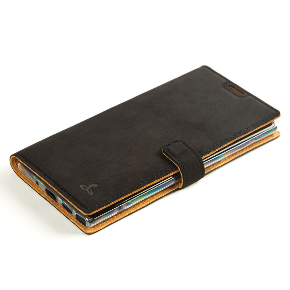 Vintage Lederhülle Schwarz - Samsung Galaxy Note 10 Plus / 10 Plus 5G