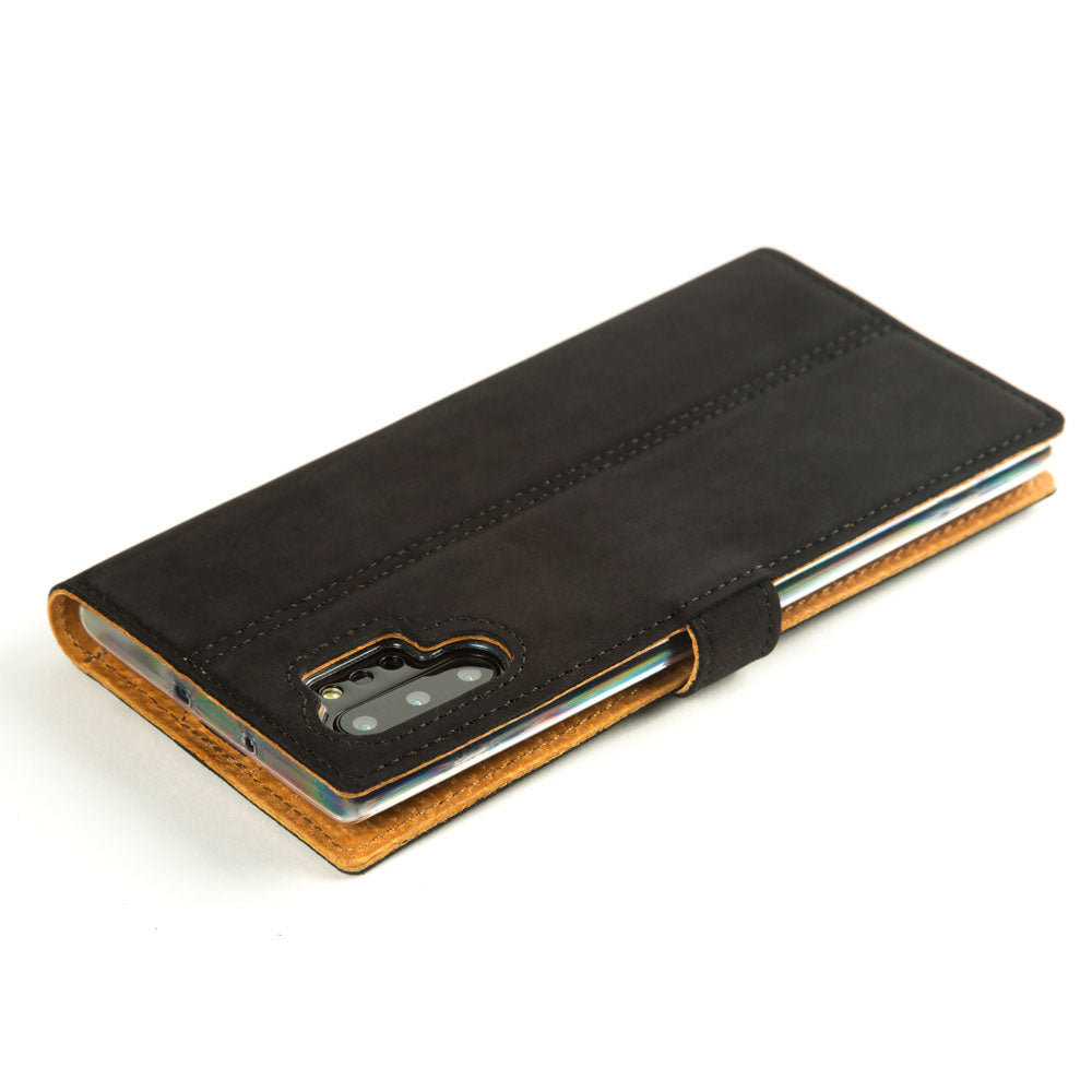 Vintage Lederhülle Schwarz - Samsung Galaxy Note 10 Plus / 10 Plus 5G