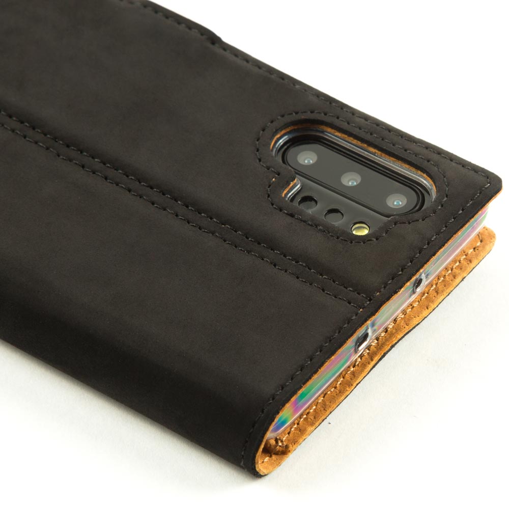 Vintage Lederhülle Schwarz - Samsung Galaxy Note 10 Plus / 10 Plus 5G