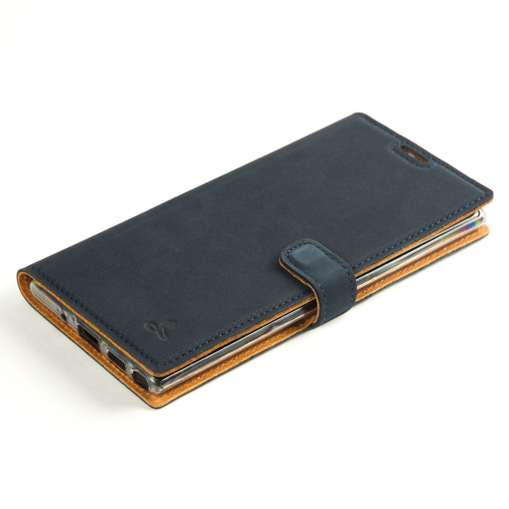 Vintage Lederhülle Marine Blau - Samsung Galaxy Note 10 Plus / 10 Plus 5G