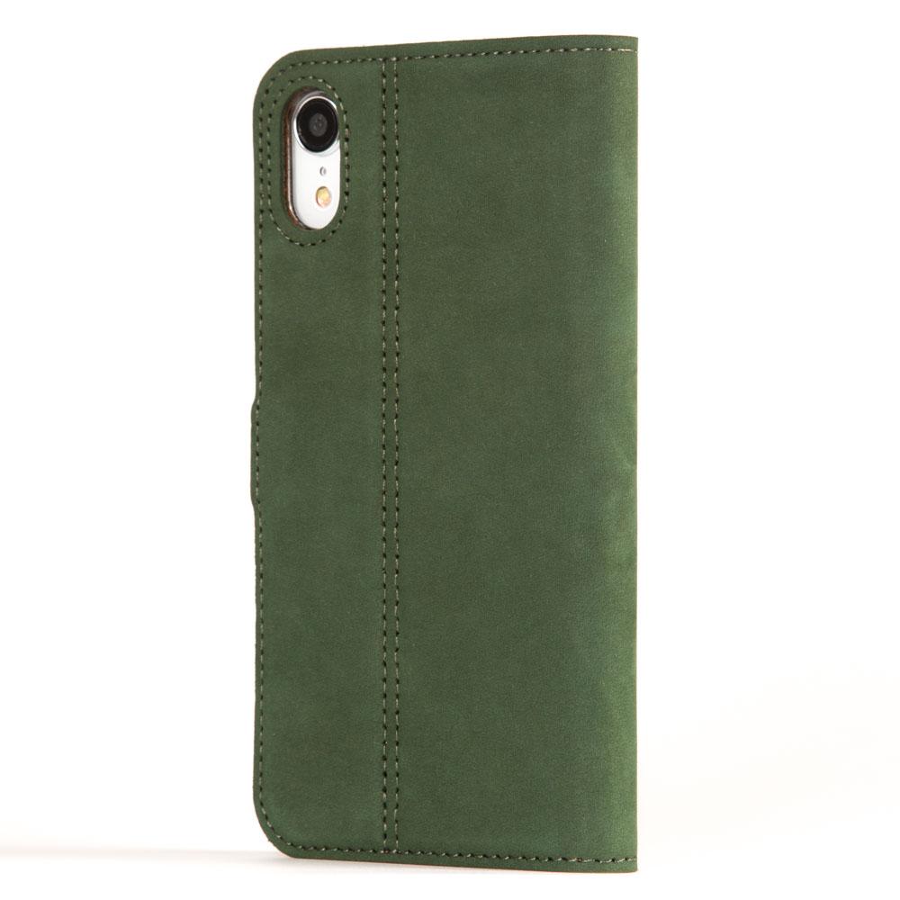 iPhone XR green leather wallet case rear