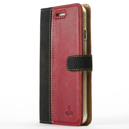 Vintage Two Tone Black/Burgundy Leather Wallet - Apple iPhone 6/6S (4.7") - Snakehive