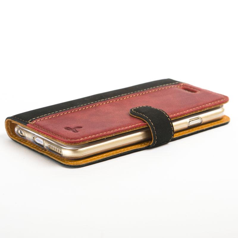 Vintage Two Tone Black/Burgundy Leather Wallet - Apple iPhone 6/6S (4.7") - Snakehive