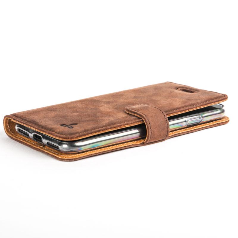 Vintage Chestnut Brown Leather Wallet - Apple iPhone 8 - Snakehive