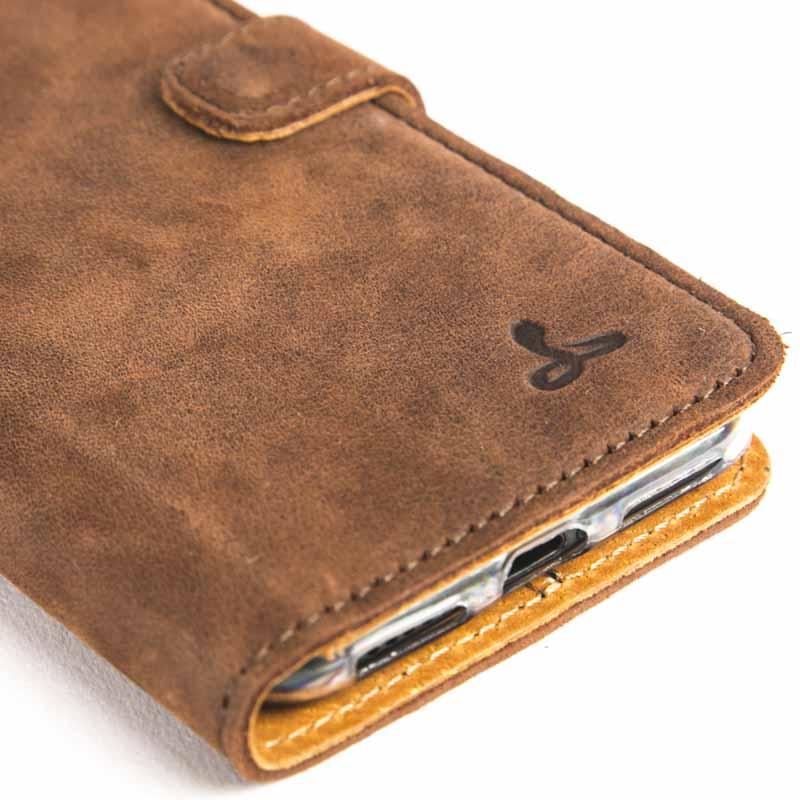 Vintage Chestnut Brown Leather Wallet - Apple iPhone 8 - Snakehive