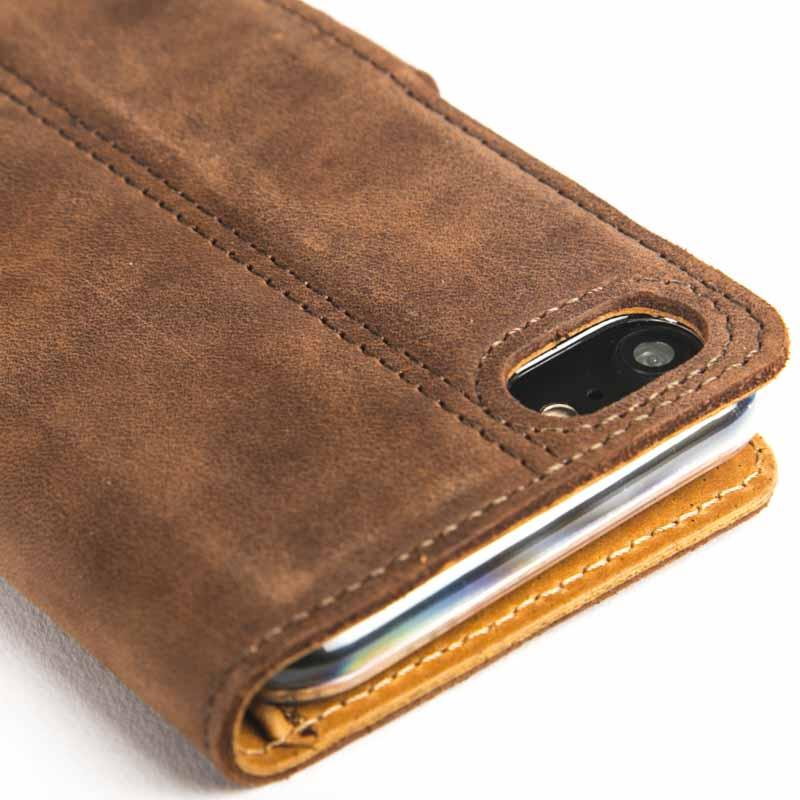 Vintage Chestnut Brown Leather Wallet - Apple iPhone 8 - Snakehive